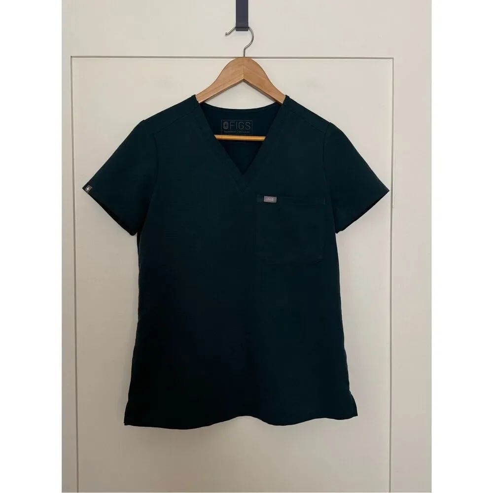 Figs Scrubs Top Catarina One-Pocket Womens Sz XS Caribbean Blue Nurse PO1596